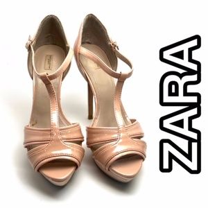 ZARA PLATFORM HIGH HEEL SANDALS in SOFT PEACH